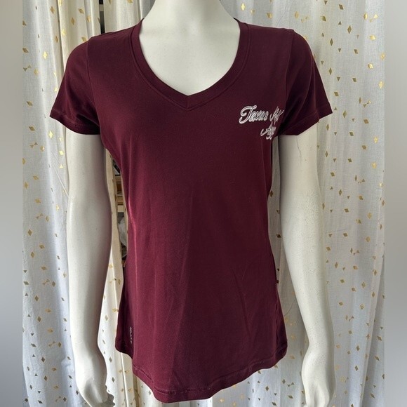 Champion Texas A&M University Women's Vapor Soft V Neck Short Sleeve T-shirt M - Picture 2 of 7
